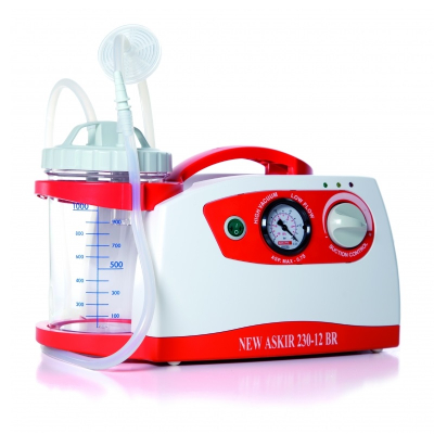 Aspirator chirurgical PORTABIL / AMBULANTA cu acumulator NEW ASKIR 230/12 V BR, borcan autoclavabil 1L