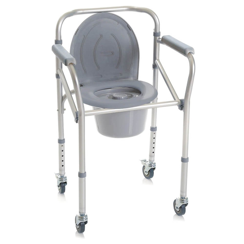 Scaun WC de camera pliabil cu roti, functie 4 in 1