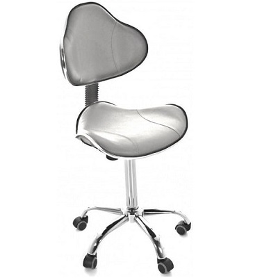 Taburet medical cu spatar ergonomic – H 54/74cm – Alb