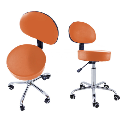 Taburet spatar cu baza din otel cromat H 50/65cm – Alb